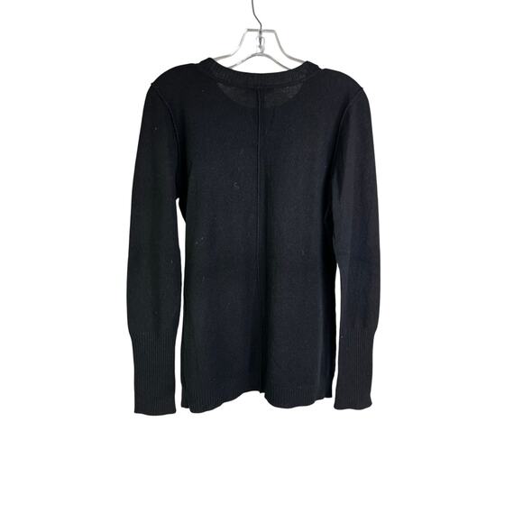 Aqua Cashmere Sweater Womens Large Black Crewneck Classic Minimal - Picture 3 of 8